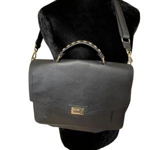 Zara Trafaluc Black Vegan leather crossbody laptop messenger bag NEW